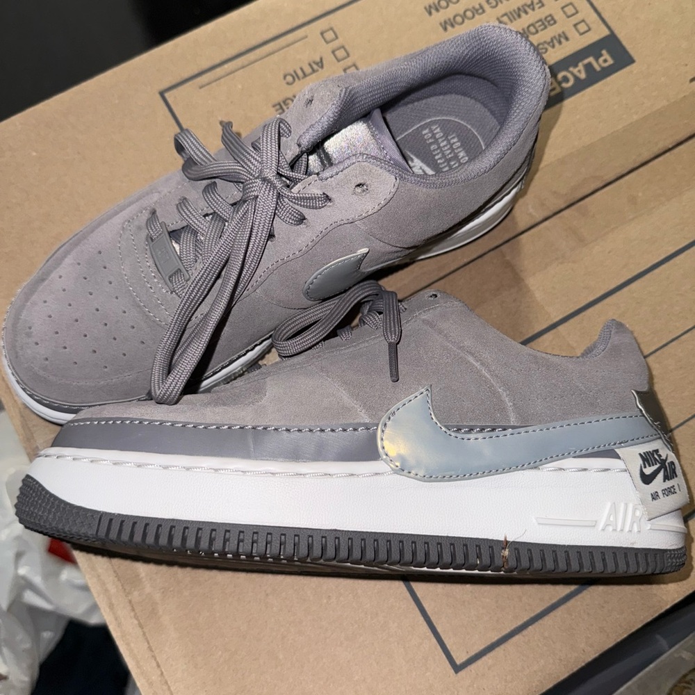 Nike Air Force 1 Gray with Silver Accents